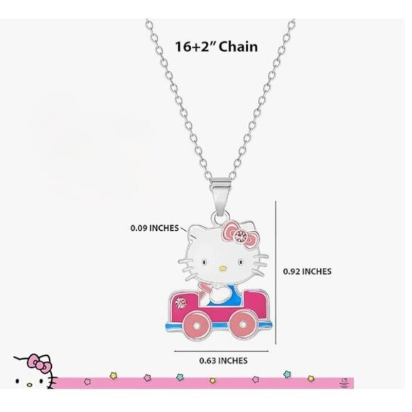 Hello Kitty Car Pendant Necklace Silver Flash-Plated Car Charm Adjustable - Picture 4 of 4
